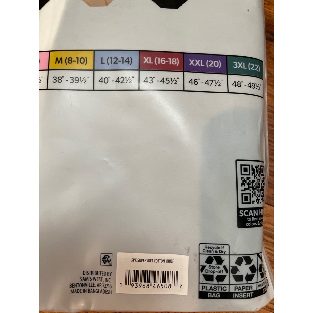 Member's Mark Womens Supersoft Cotton Brief 5 Pack XXL 20 Black Nude White Pink‎ - Picture 5 of 7